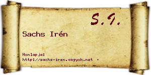 Sachs Irén névjegykártya